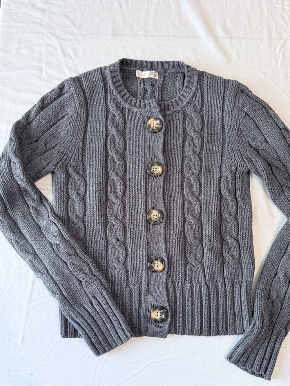 Old Navy Gray Cable-Knit Button Cardigan